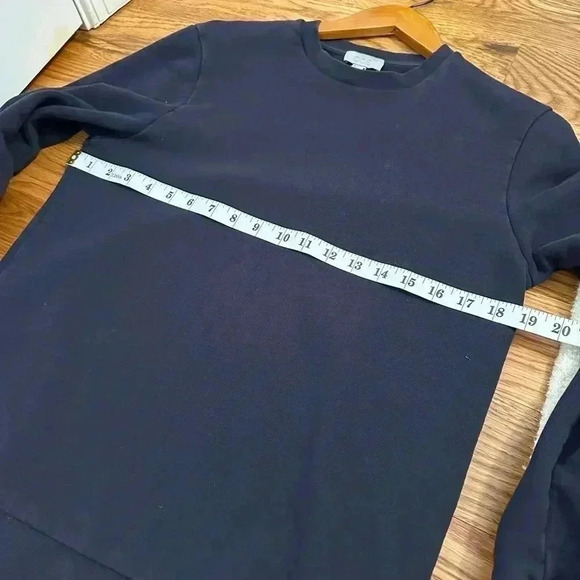 COS Navy Crewneck Sweatshirt with Denim Elbow Patches - Picture 6 of 8